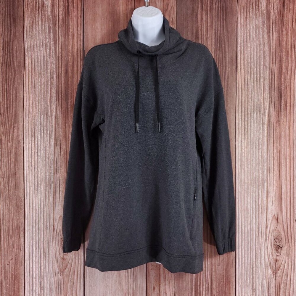 Lululemon Womens Size 6 Twisted & Tucked Long Sleeve Heathered Mod Black W3BAOS - Picture 1 of 16